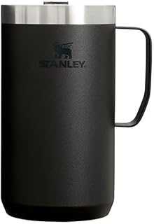 Stay-Hot Camp Mug 24 oz | Press Fit Drink Through Lid | Cup for Coffee, Tea and Drinks | Insulated Stainless Steel Coffee Mug | BPA-Free | Black 2.0