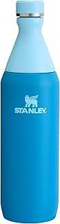 All Day Slim Bottle 20 oz | Leakproof Twist on Lid | Slim Design for Travel and Gym | Insulated Stainless Steel Water Bottle | BPA-Free | Azure