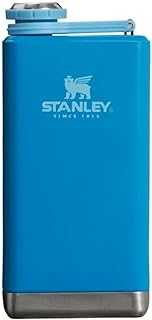 Adventure Pre-Party Flask 8 oz | Leakproof Hip Flask | Hinge Connected Never Lose Cap | Insulated Stainless Steel Liquor Container | BPA-Free | Azure