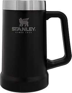 Stay-Chill Beer Stein 24 oz | Heavy Duty Big Grip Handle | Beer Tumbler Drink Cup, Holds 2 Cans | Insulated Stainless Steel Party Mug | BPA-Free | Matte Black