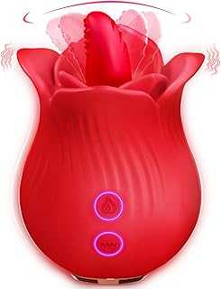 Clitoral Licking Tongue Rose Sex Toy Vibrator Stimulator for Women, Vibrating Rose Adult Women Couples Sex Toys with 10 Modes, Female Mini Clitoris Nipple Vibrator for Woman Her Pleasure
