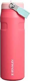 IceFlow Flip Straw 2.0 Water Bottle 24 oz | Built-In Straw for Travel and Sports | Lightweight and Leak Resistant | Insulated Stainless Steel | BPA-Free | Watermelon