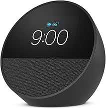 Like-New Amazon Echo Spot (newest model), Great for nightstands, offices and kitchens, Smart alarm clock with Alexa, Black