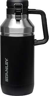 GO Growler 64 oz | Keeps Beer Cold or Coffee Hot | Leakproof Steel Lined Lid and Easy to Carry Handle | Insulated Stainless Steel Beverage Container | BPA-Free | Matte Black