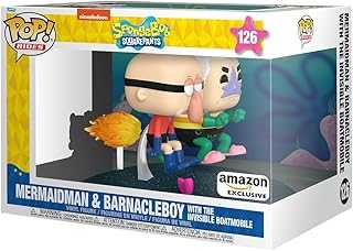 POP Rides Deluxe: Spongebob Squarepants - Mermaid Man & Barnacle Boy with Invisible Car - Amazon Exclusive - Collectable Vinyl Figure - Gift Idea - Official Merchandise