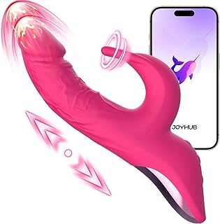 Thrusting Dildo Vibrator Adult Sex Toys for Women - 5IN1 App Control Adult Toys with 5 Thrust Dildos & Flapping Bunny & One-Click Burst, Clitoral Vibrators Rose Sex Toy Sexual Pleasure Tools for Wome