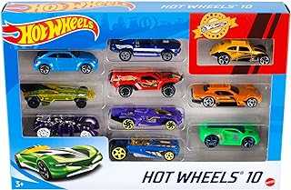 Toy Cars & Trucks 10-Pack, Set of 10 1:64 Scale Vehicles, Includes Race Cars, Semi, Rescue or Construction Trucks (Styles May Vary)