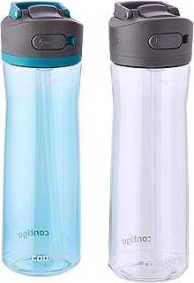Ashland 2.0 Leak-Proof Water Bottle with Lid Lock and Angled Straw Dishwasher Safe Interchangeable Lid Pack of 2 24oz Juniper/Sake