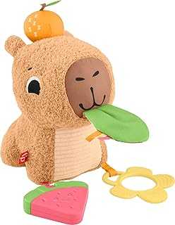 Baby Sensory Toy Snuggly Snacky Capybara Plush with Newborn Teether & Rattle Activities for Infants Ages 3+ Months