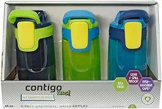Kids Autoseal Gizmo Water Bottles, 14oz (Nautical/School boy/Granny Smith)