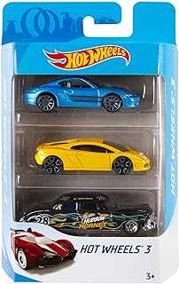 3 Car Pack, Multipack of 3 Hot Wheels Vehicles, Instant Starter Set, Collection of 1:64 Scale Toy Sports Cars, Rolling Wheels, For Kids 3 Years & Up
