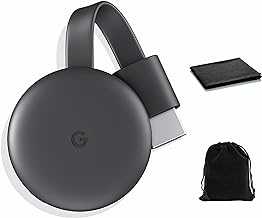 Chromecast - Streaming Device with HDMI Cable - Stream Shows, Music, Photos, and Sports from Your Phone to Your TV, Includes Pouch and Cleaning Cloth (Japan Version) - Compatible with US