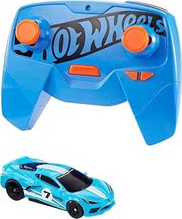 Toy Car, RC C8 Corvette in 1:64 Scale, Remote-Control Vehicle with Controller & USB Cable, Works On & Off Track
