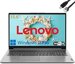 15.6" Laptop Computer for Home Business Student, Intel Dual-Core Processor, 32GB DDR4 RAM, 1TB PCIe SSD, WiFi 6, Bluetooth 5.2, HDMI, Cloud Grey, Windows 11 Pro S, Tichang Type C to RJ45 Cable