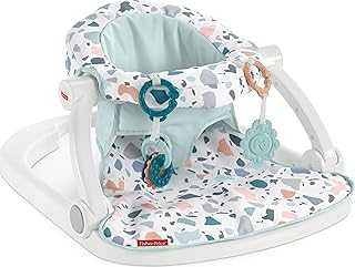 Portable Baby Chair Sit-Me-Up Floor Seat With Developmental Toys & Machine Washable Seat Pad, Pacific Pebble