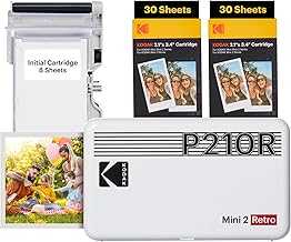 Mini 2 Retro 4PASS Portable Photo Printer, 2.1x3.4 inches, 68 Sheets Bundle, White