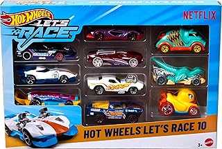 Toy Cars & Trucks, Let’s Race 10-Pack, Set of 10 1:64 Scale Vehicles from The Animated Netflix Show for Play or Display (Styles May Vary) (Amazon Exclusive)