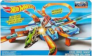 Toy Car Track Set, Criss Cross Crash with 1:64 Scale Vehicle, Powered by a Motorized Booster (Amazon Exclusive)