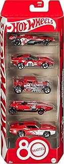 Toy Cars, 5-Pack of 1:64 Scale Toy Cars with Collectible Deco & Packaging, Core Mattel 80th Anniversary Set of 5 Vehicles