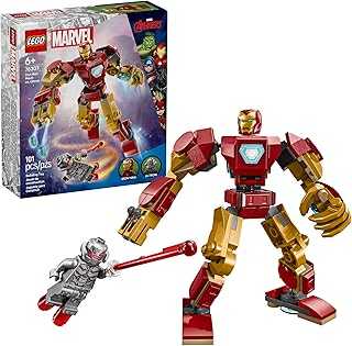 Marvel Iron Man Mech vs. Ultron Building Toy Set - Iron Man Toy for Kids, Boys and Girls, Ages 6+ - Buildable Action Figure - Superhero Gift for Birthday - 76307