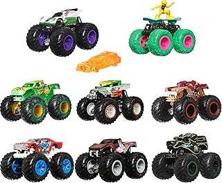 Monster Trucks Set, 1 Toy Truck in 1:64 Scale & 1 Crushable Car, Vehicle Play for Kids & Collectors (Styles May Vary)