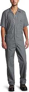 Men's Short Sleeve Coverall – Industrial Work Jumpsuit with Zipper Front for Mechanics & HVAC