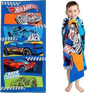 Kids Super Soft Cotton Bath/Pool/Beach Towel, 58 In x 28 In, Hot Wheels