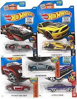 Muscle Car Madness 5 Pack Random Diecast Bundle Set with Various Corvettes, Mustangs, Camaros, Chargers, GTO"s, Firebirds, Shelby, and More